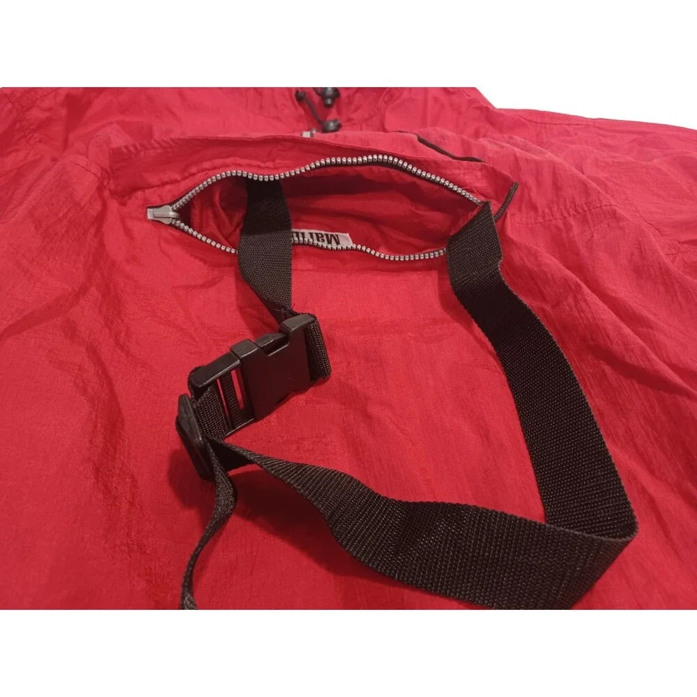 VINTAGE MARLBORO UNLIMITED RED HOODED PACKABLE WINDBREAKER JACKET SIZE LG